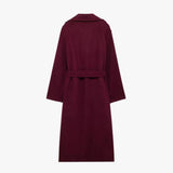 Quinty | Elegancki Trencz w Bordo z Paskiem