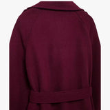 Quinty | Elegancki Trencz w Bordo z Paskiem