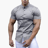 Michał | Męska koszula slim fit z krótkim rękawem – nowoczesny t-shirt na czas wolny i do biura