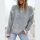 Milena | Oversize Miękki Sweter z Okrągłym Dekoltem