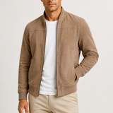 Arkadiusz | Męska kurtka bomber z imitacji zamszu o kroju slim fit