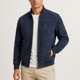 Arkadiusz | Męska kurtka bomber z imitacji zamszu o kroju slim fit